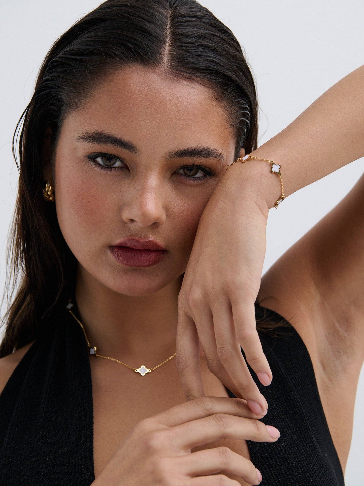 Clover 18K Gold Plated Bracelet in White