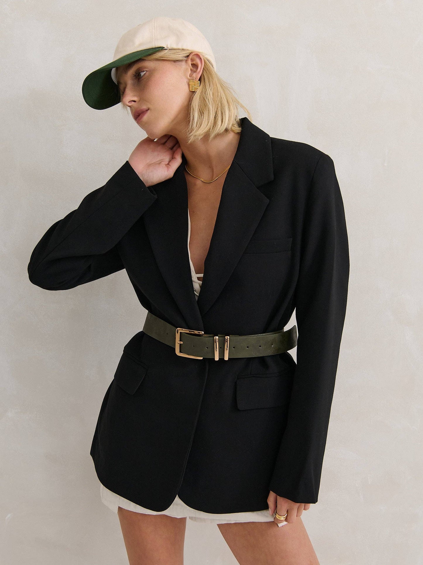 Western Vintage PU Leather Belt in Olive