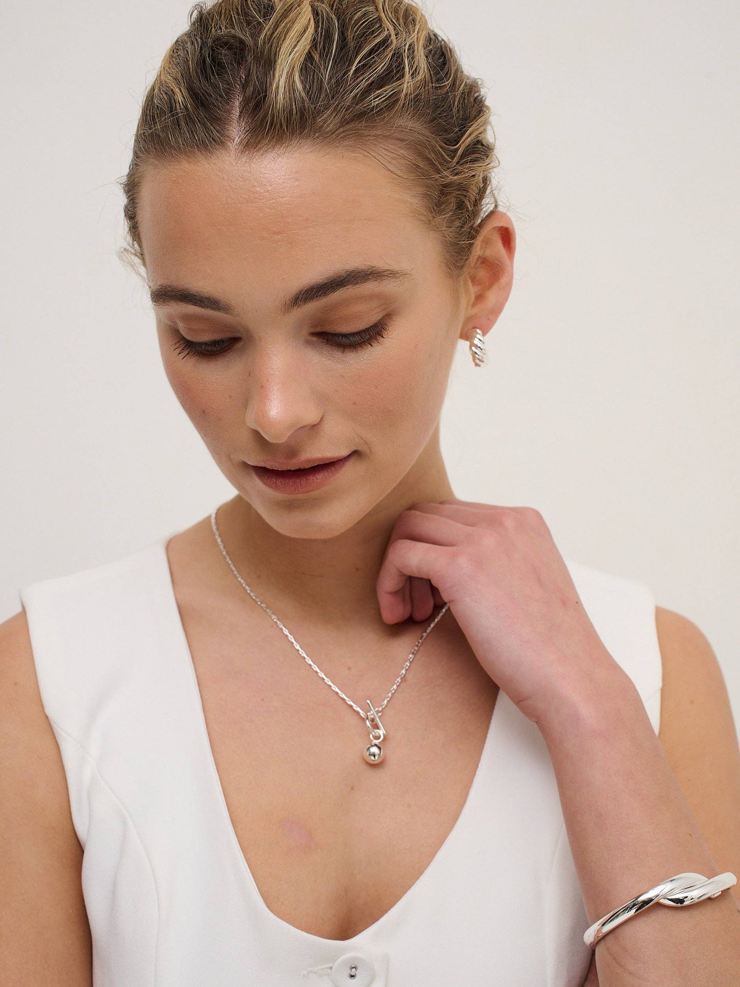 Luna Toggle Sterling Silver Plated Necklace