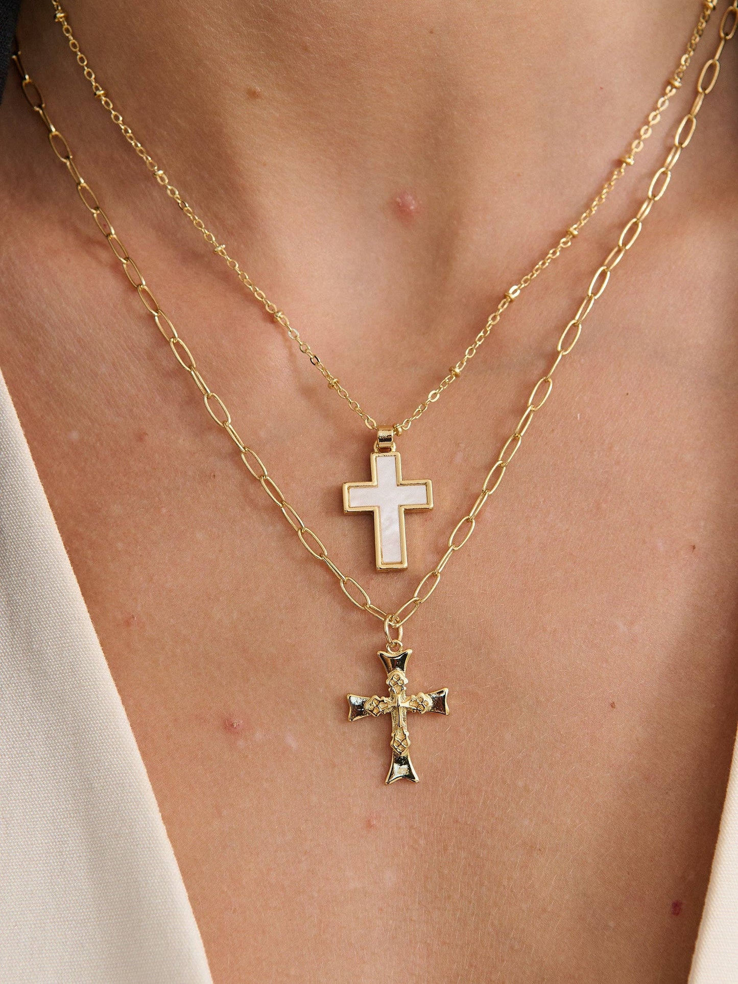 Cross Pearl 18K Gold Plated Necklace