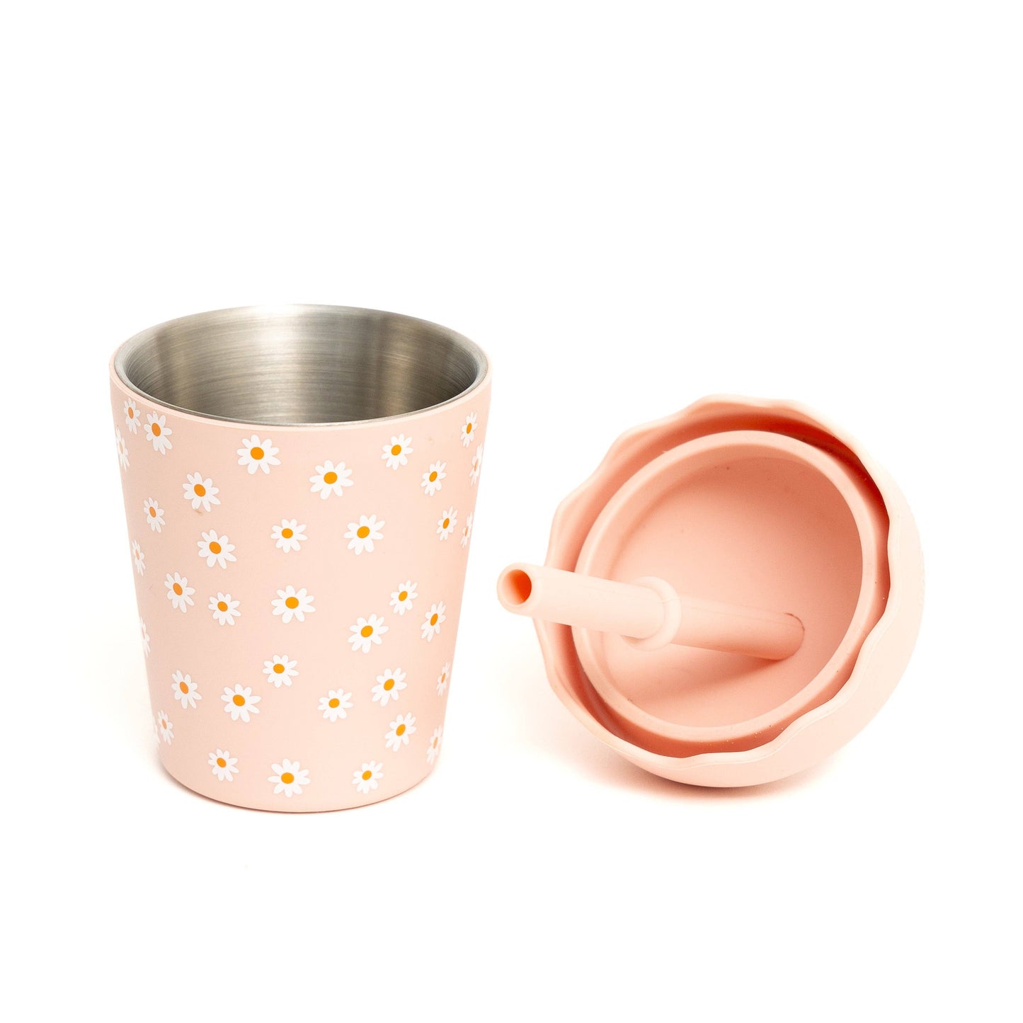 Mini Smoothie Cup & Straw - Pink Daisy