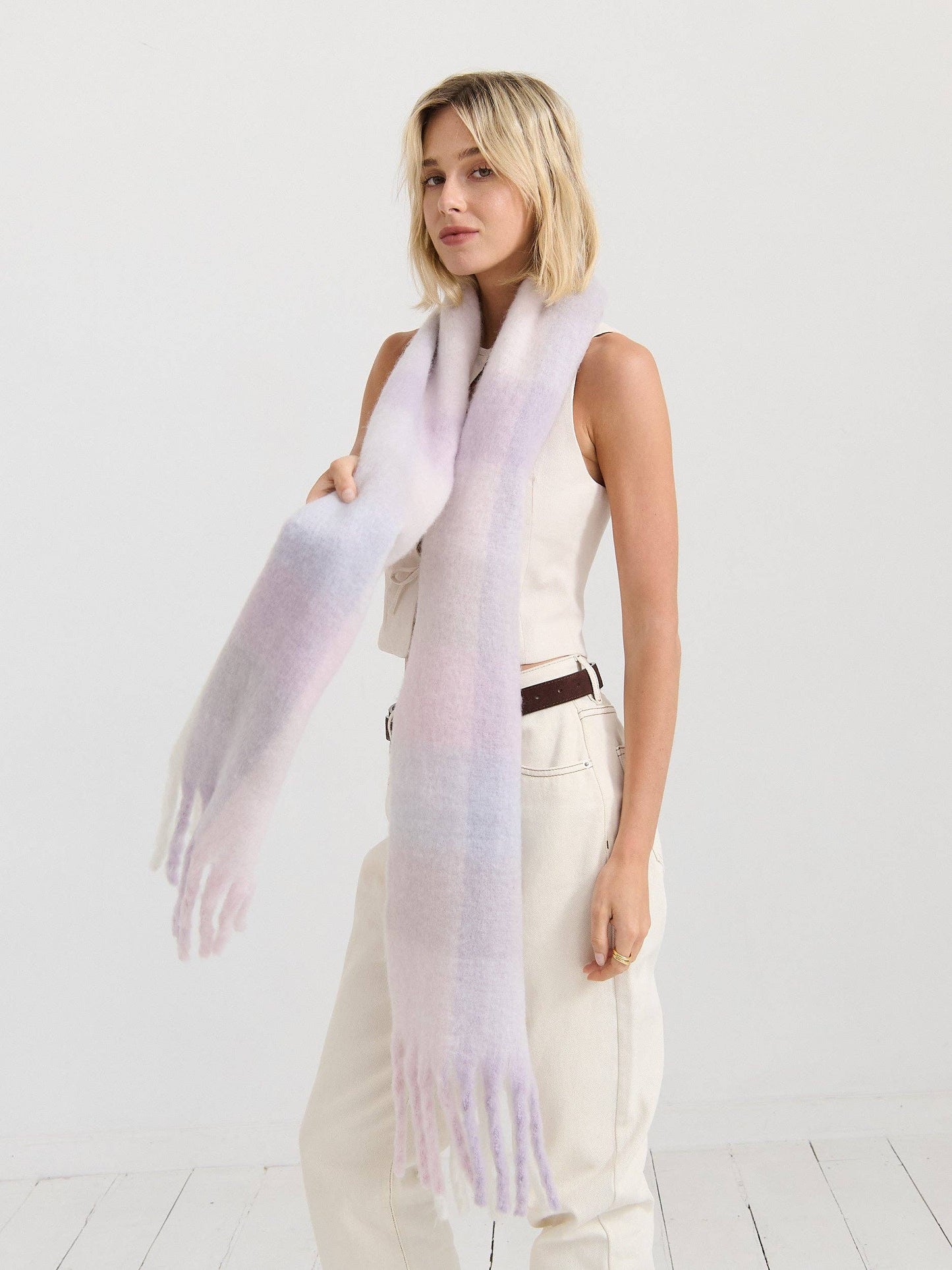 Matilda Soft Checkered Fluffy Scarf