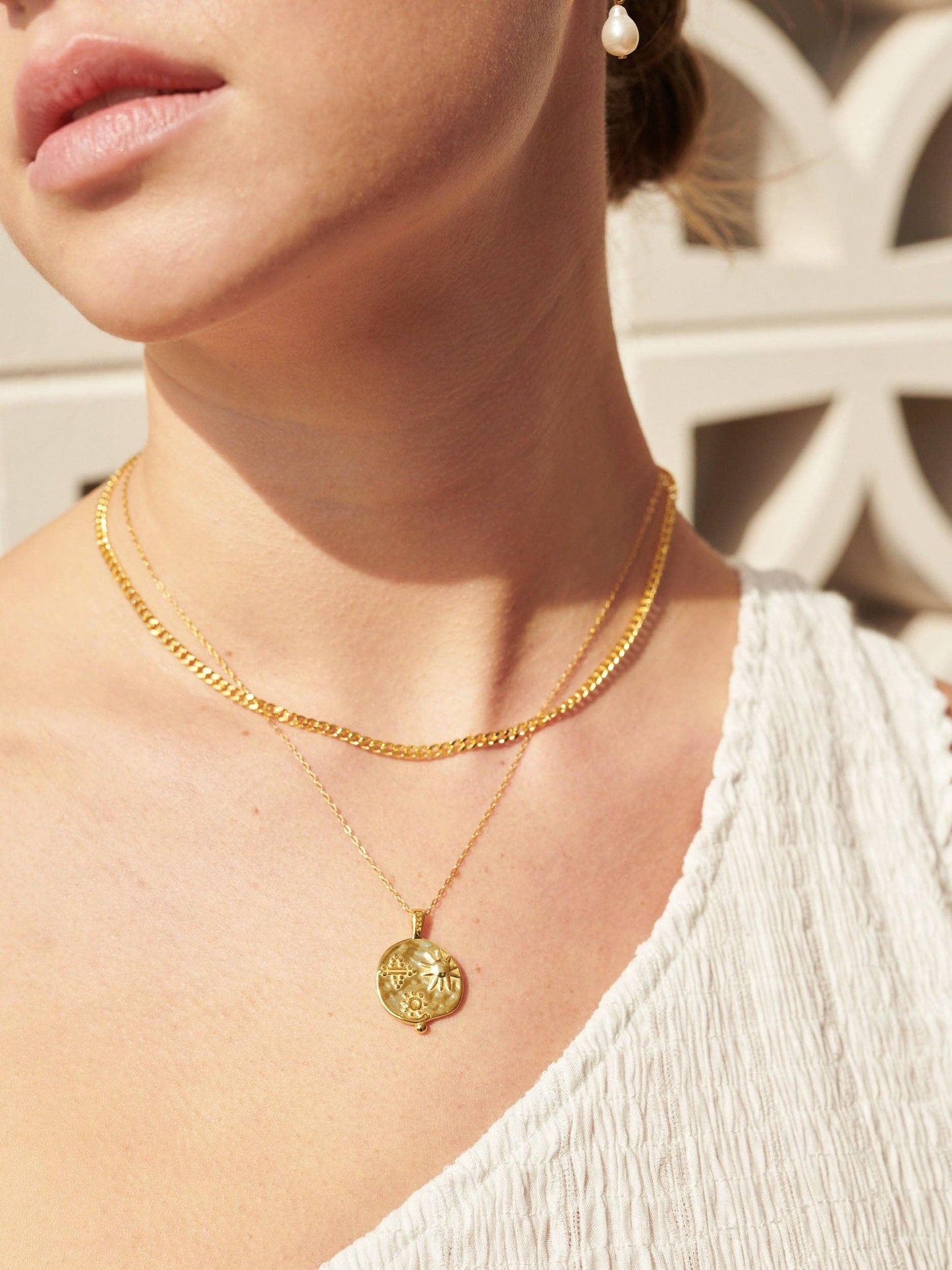 Ocean Coin Charm Gold Plated Necklace