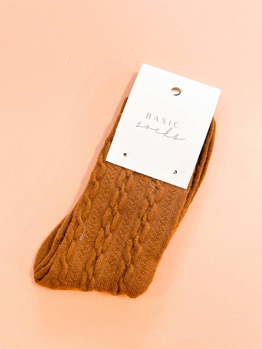 Winter Cable Woolen Crew Socks
