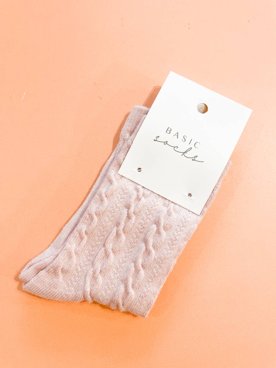 Winter Cable Woolen Crew Socks