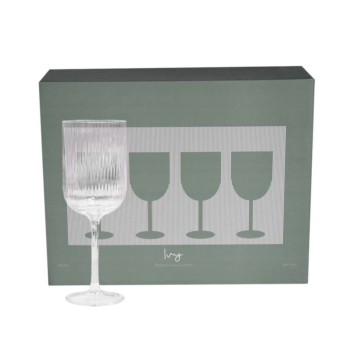 Ivy Ribbed Wine Glass - Set of 4
