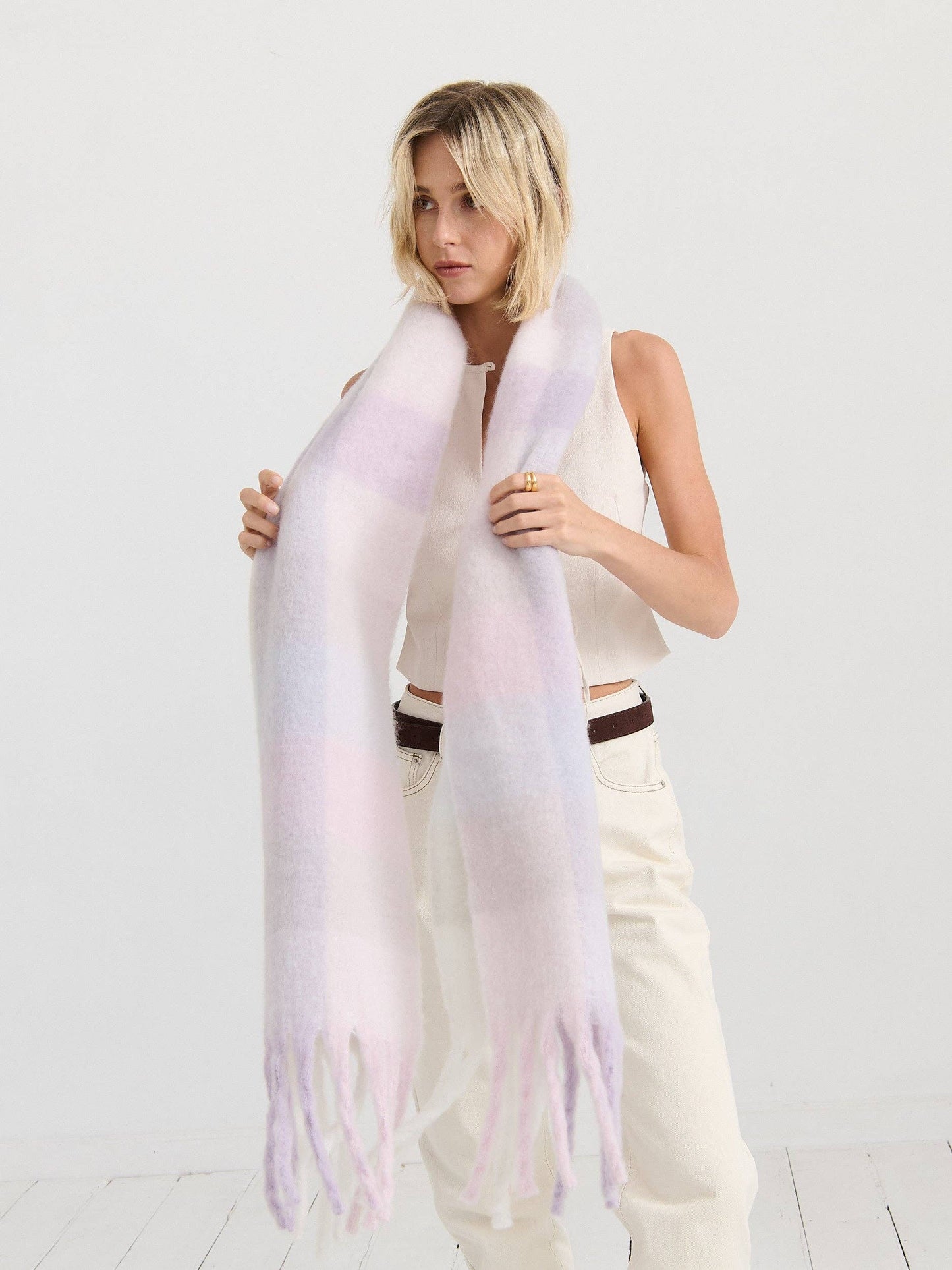 Matilda Soft Checkered Fluffy Scarf