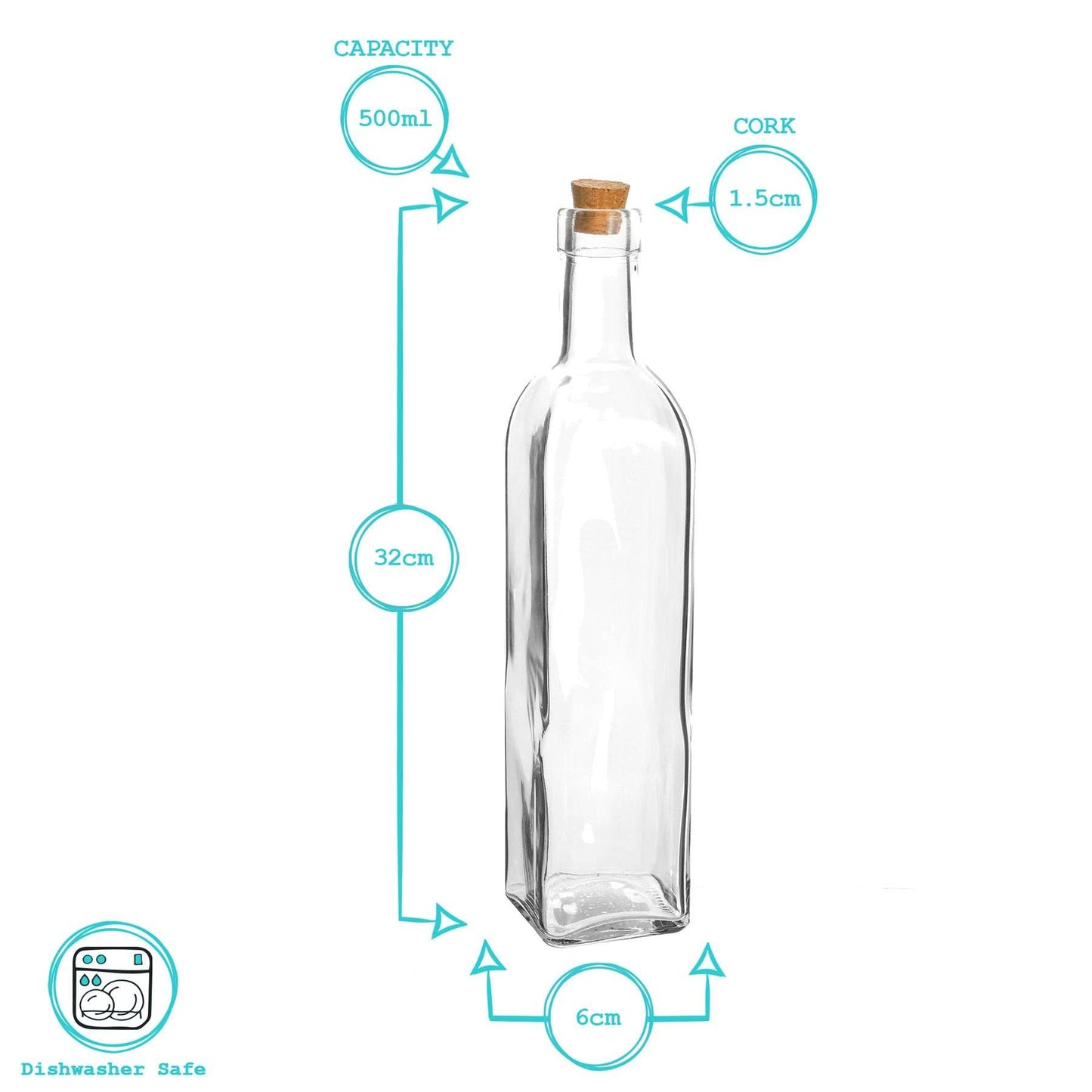 Olive Oil Pourer Bottle with Cork Lid - 500ml