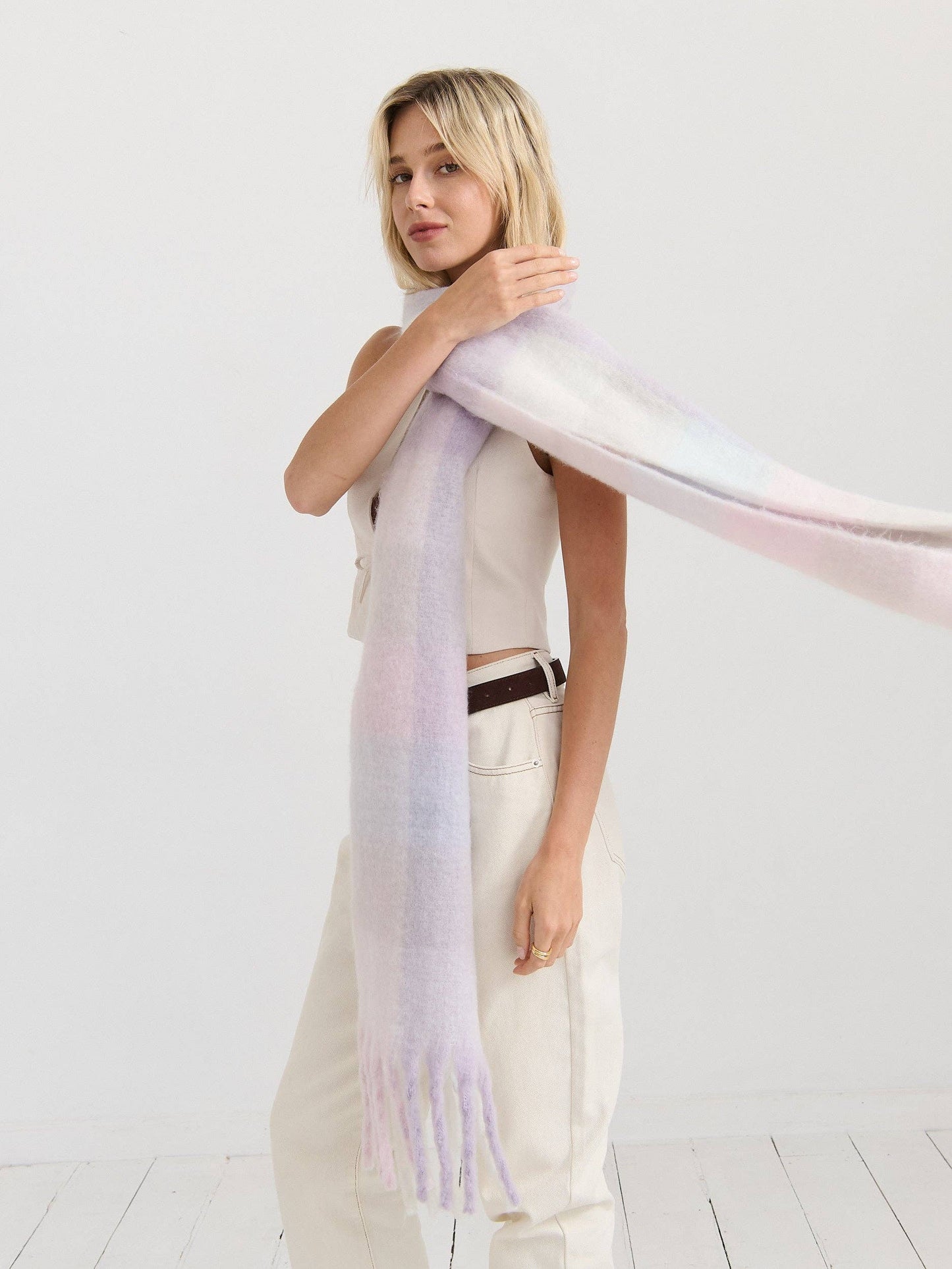 Matilda Soft Checkered Fluffy Scarf