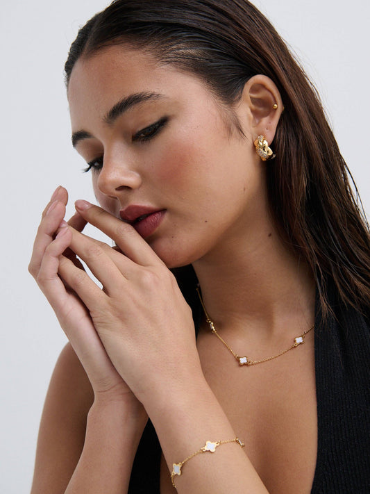 Clover 18K Gold Plated Bracelet in White