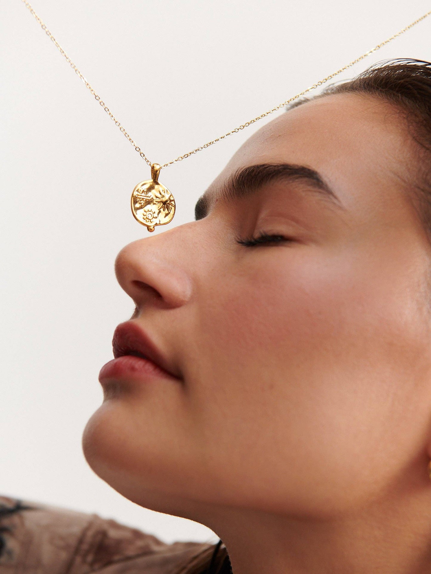 Ocean Coin Charm Gold Plated Necklace