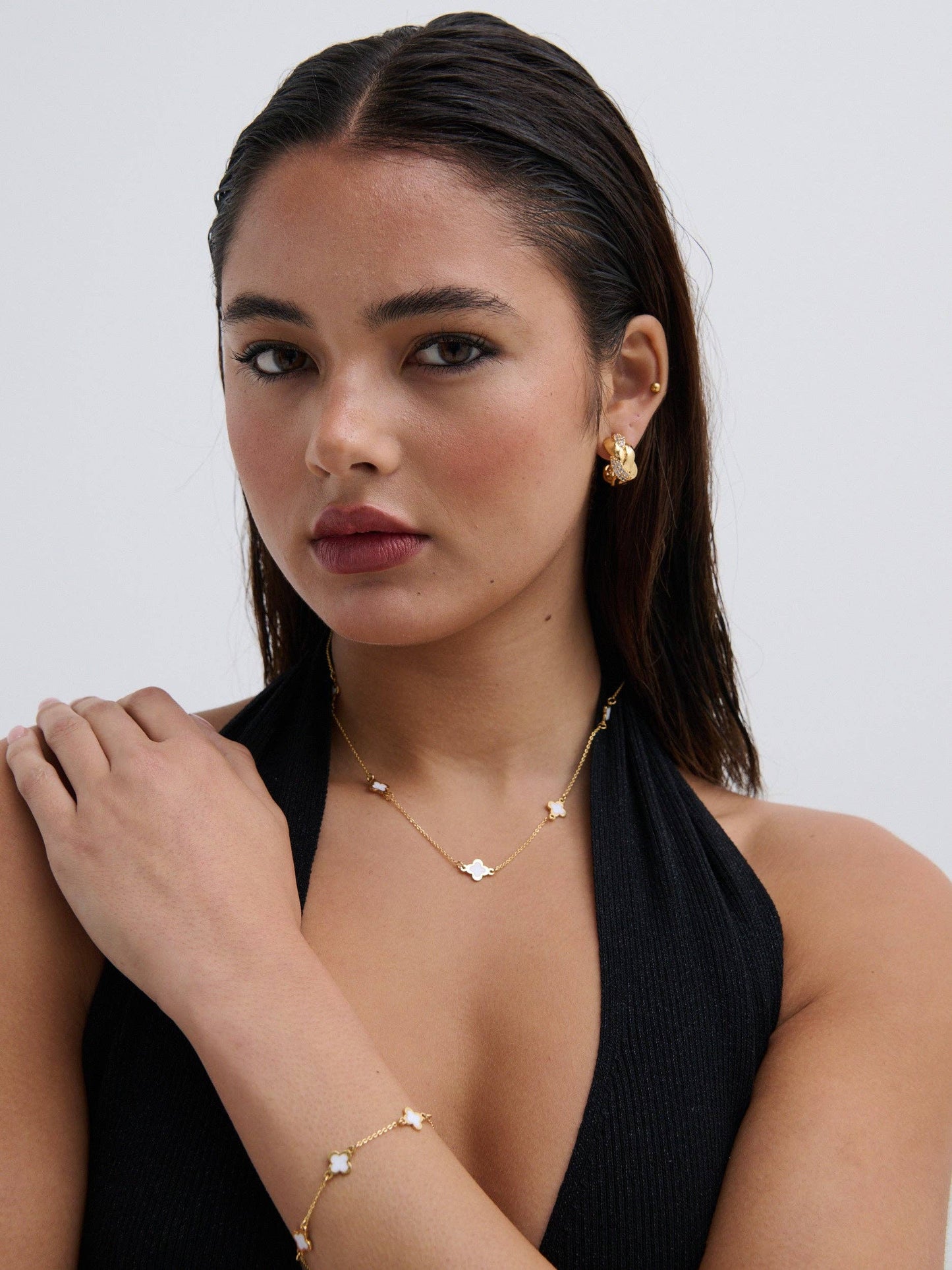 Clover 18K Gold Plated Bracelet in White