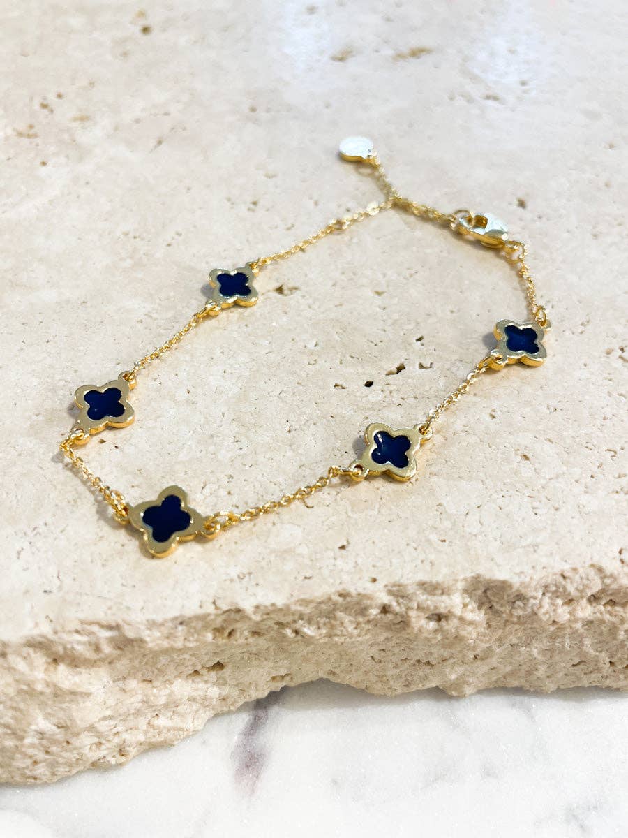 Clover 18K Gold Plated Bracelet in Black