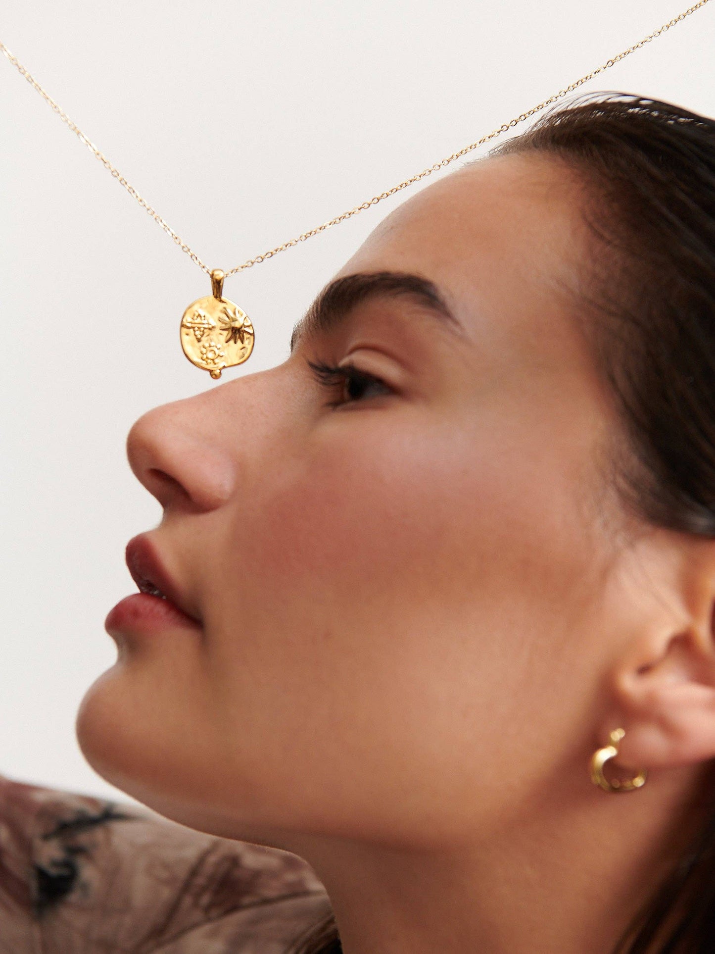 Ocean Coin Charm Gold Plated Necklace