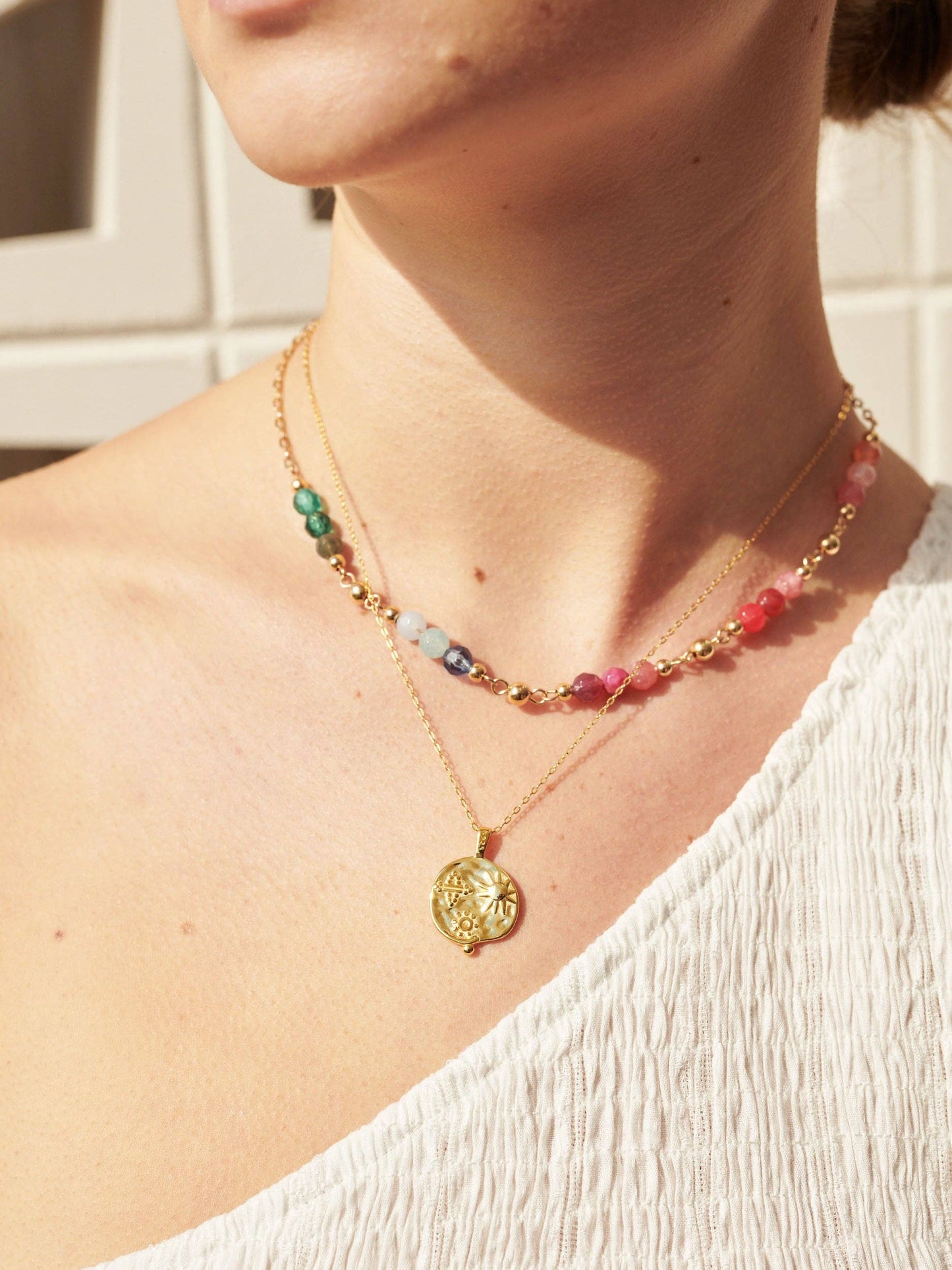 Ocean Coin Charm Gold Plated Necklace