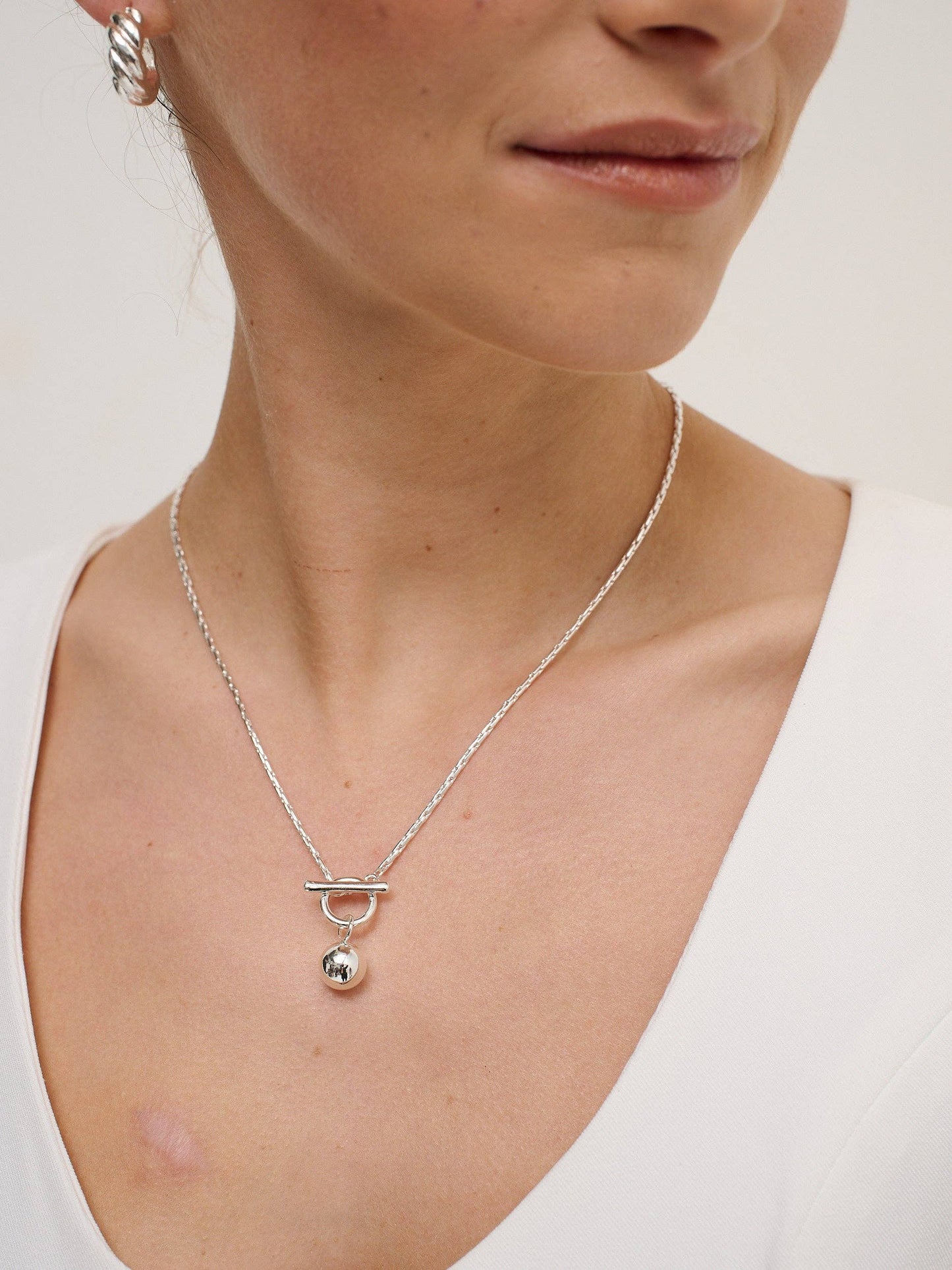 Luna Toggle Sterling Silver Plated Necklace