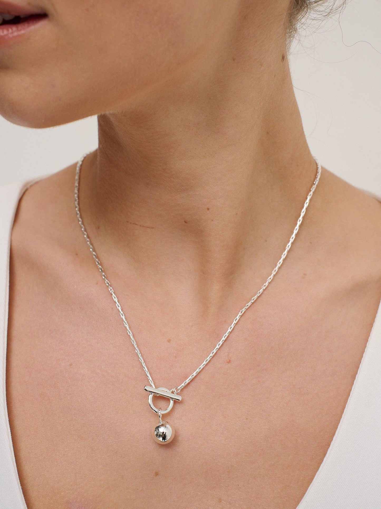 Luna Toggle Sterling Silver Plated Necklace